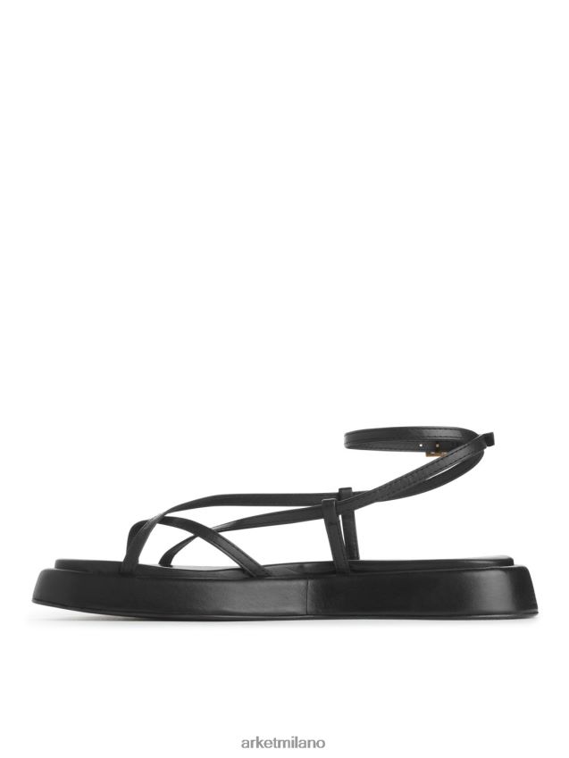 calzature esso ARKET donne sandali con cinturino in pelle nero 6F0F6L628