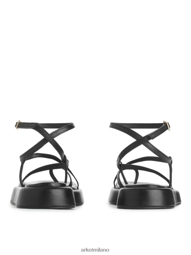 calzature esso ARKET donne sandali con cinturino in pelle nero 6F0F6L628