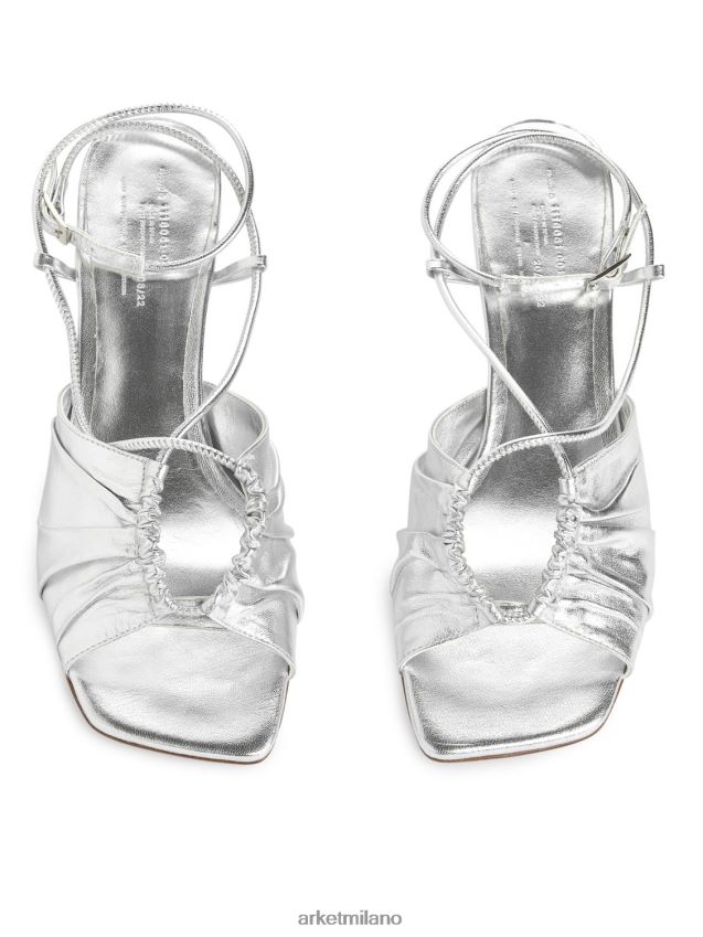 calzature esso ARKET donne sandali in pelle con tacco argento 6F0F6L693