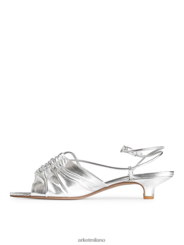 calzature esso ARKET donne sandali in pelle con tacco argento 6F0F6L693