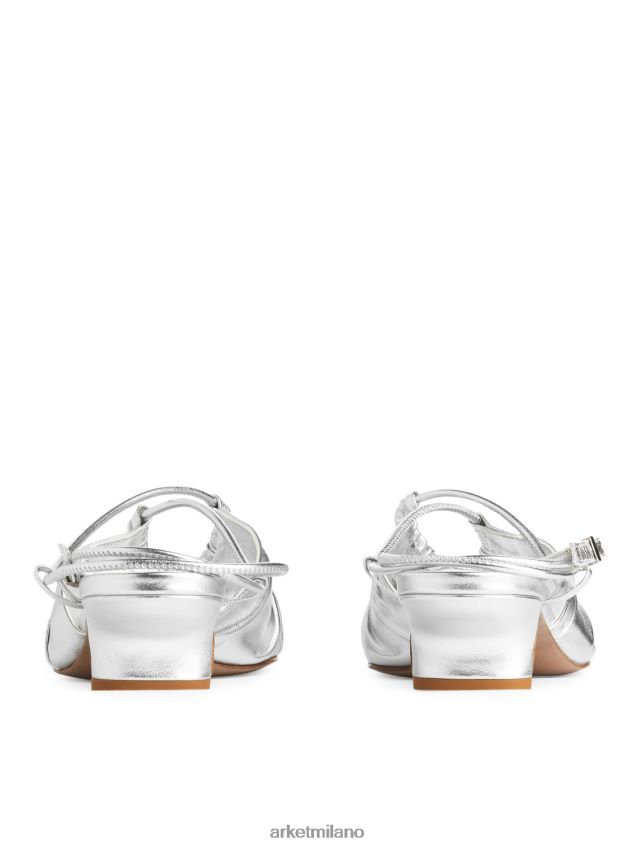 calzature esso ARKET donne sandali in pelle con tacco argento 6F0F6L693