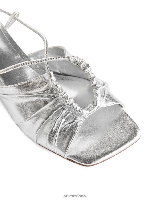 calzature esso ARKET donne sandali in pelle con tacco argento 6F0F6L693