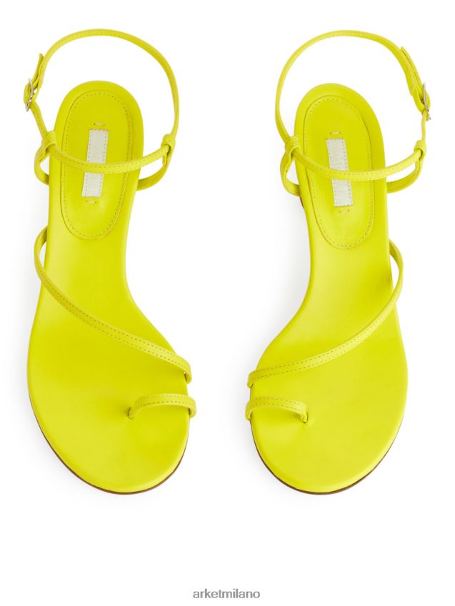 calzature esso ARKET donne sandali in pelle con tacco giallo neon 6F0F6L695