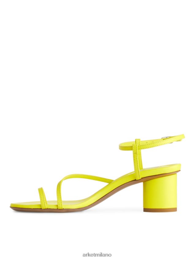 calzature esso ARKET donne sandali in pelle con tacco giallo neon 6F0F6L695