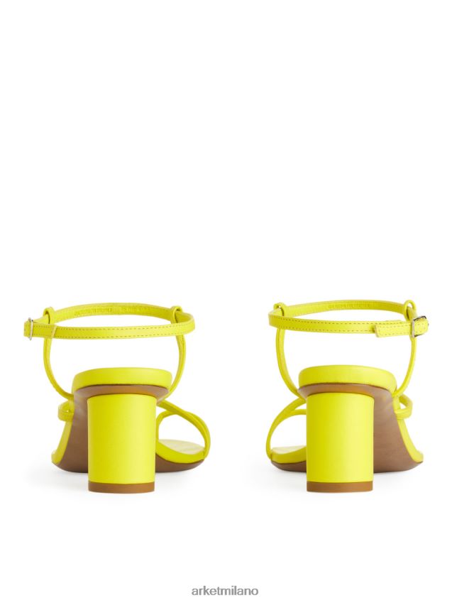 calzature esso ARKET donne sandali in pelle con tacco giallo neon 6F0F6L695