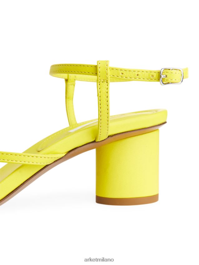 calzature esso ARKET donne sandali in pelle con tacco giallo neon 6F0F6L695