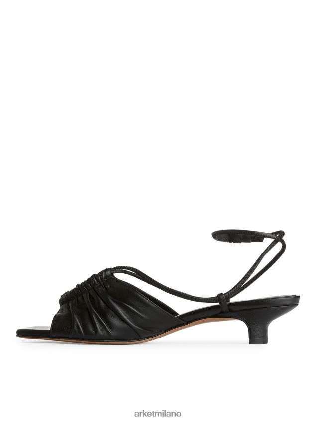 calzature esso ARKET donne sandali in pelle con tacco nero 6F0F6L694