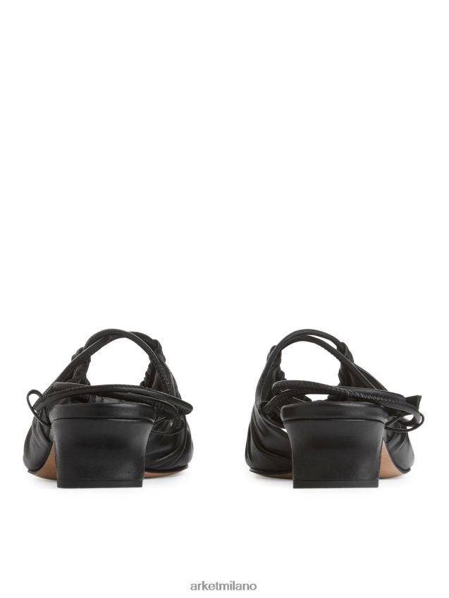 calzature esso ARKET donne sandali in pelle con tacco nero 6F0F6L694