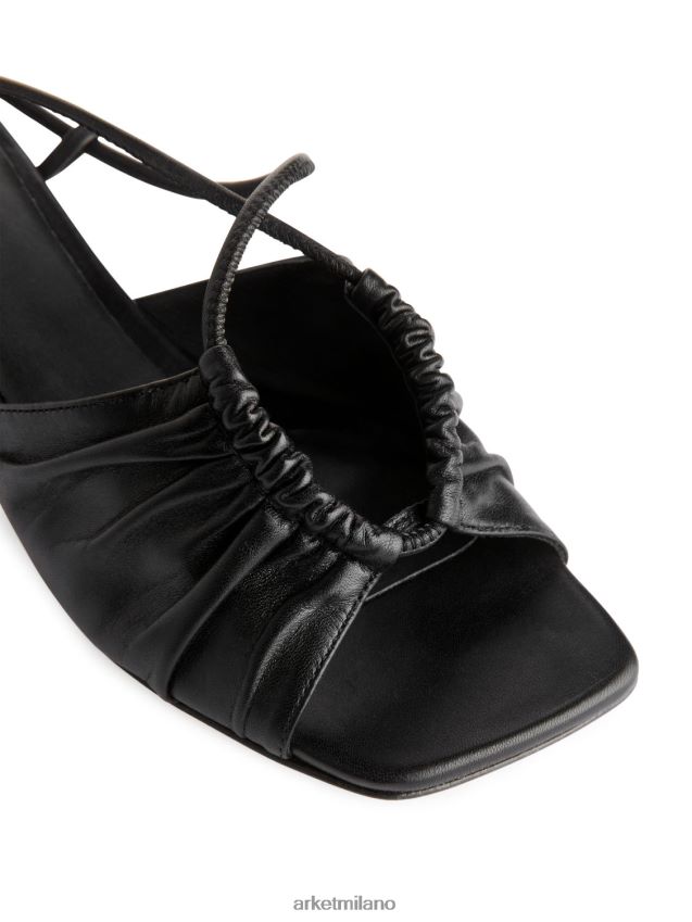 calzature esso ARKET donne sandali in pelle con tacco nero 6F0F6L694