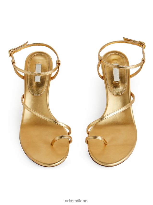 calzature esso ARKET donne sandali in pelle con tacco oro 6F0F6L697
