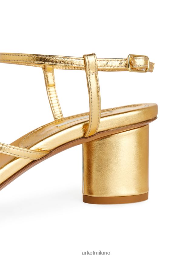 calzature esso ARKET donne sandali in pelle con tacco oro 6F0F6L697
