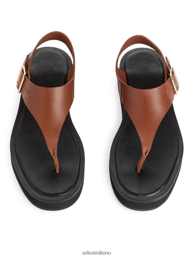 calzature esso ARKET donne sandali in pelle spessa marrone 6F0F6L704