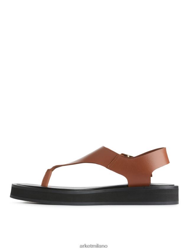 calzature esso ARKET donne sandali in pelle spessa marrone 6F0F6L704