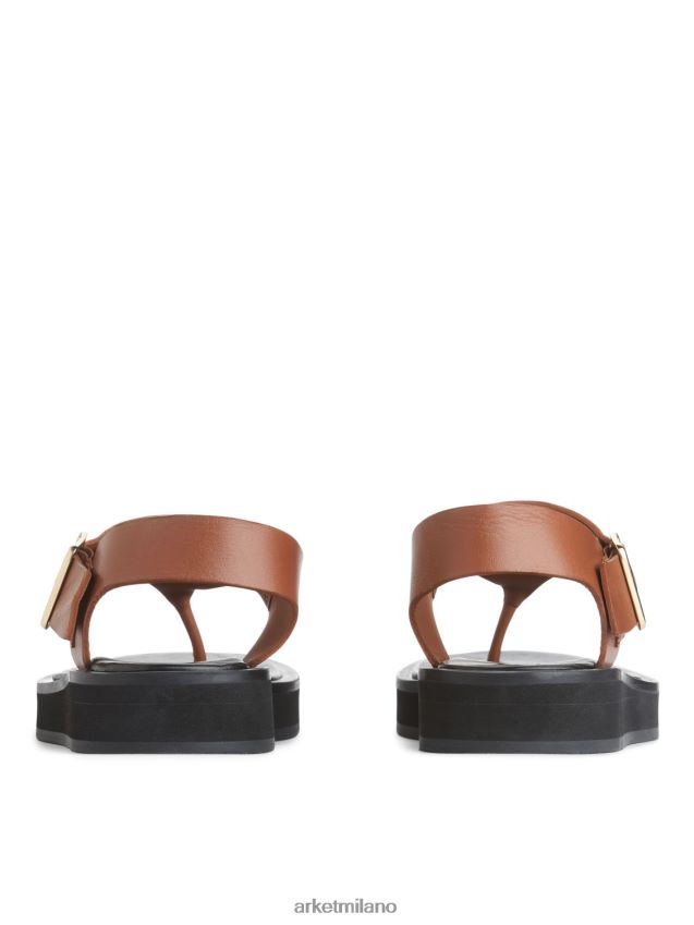 calzature esso ARKET donne sandali in pelle spessa marrone 6F0F6L704