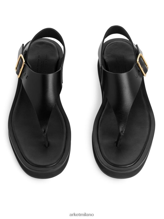 calzature esso ARKET donne sandali in pelle spessa nero 6F0F6L705