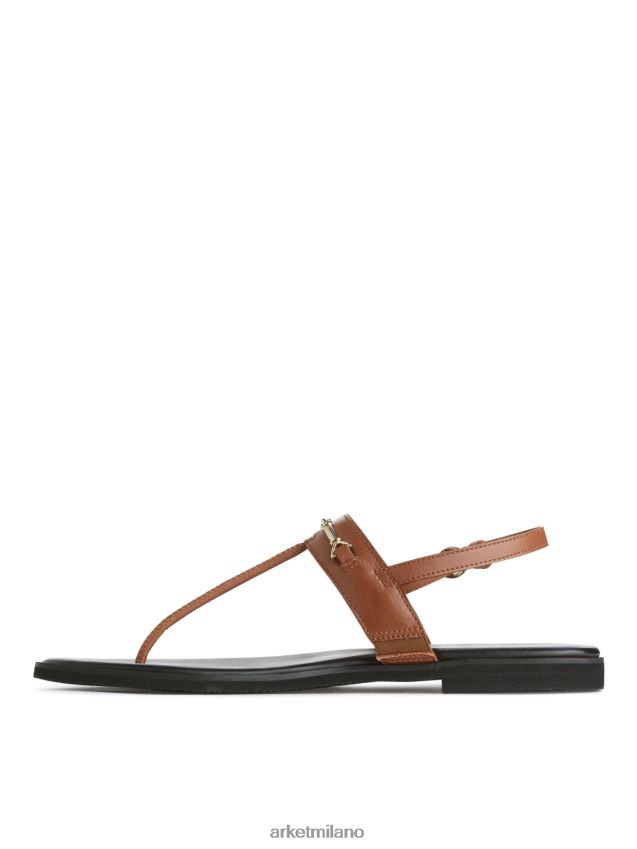 calzature esso ARKET donne sandali infradito in pelle marrone 6F0F6L706