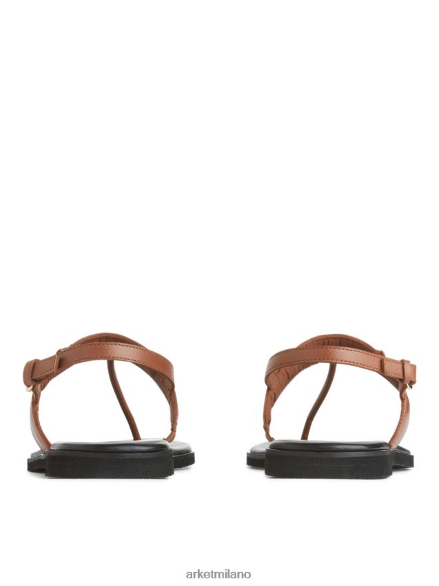 calzature esso ARKET donne sandali infradito in pelle marrone 6F0F6L706