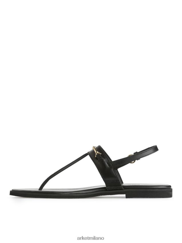 calzature esso ARKET donne sandali infradito in pelle nero 6F0F6L707