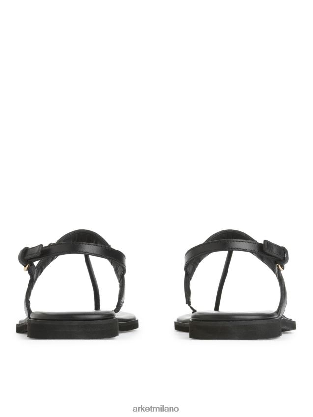 calzature esso ARKET donne sandali infradito in pelle nero 6F0F6L707