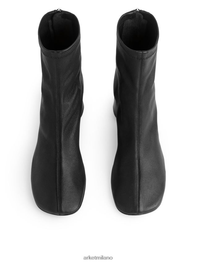 calzature esso ARKET donne stivali a calzino in pelle elasticizzata nero 6F0F6L699