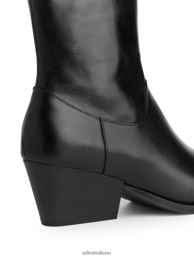 calzature esso ARKET donne stivali da cowboy in pelle nero 6F0F6L726