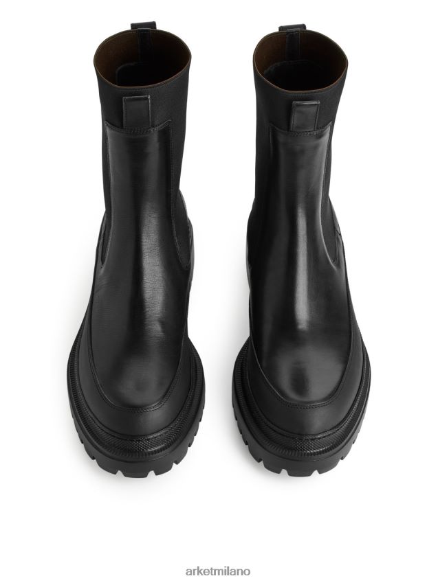 calzature esso ARKET donne stivali di pelle con suola spessa nero 6F0F6L724