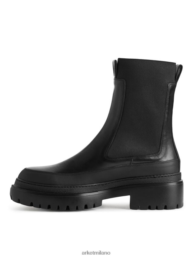 calzature esso ARKET donne stivali di pelle con suola spessa nero 6F0F6L724