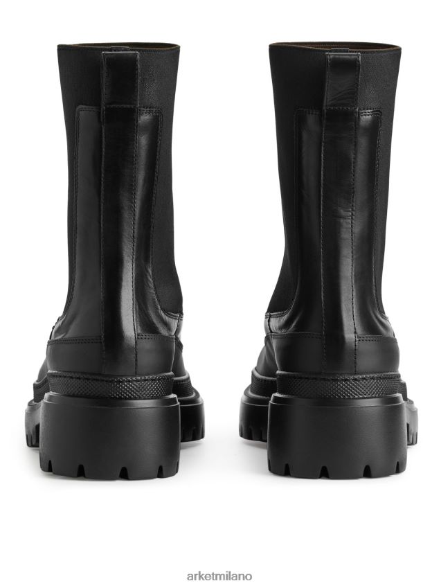 calzature esso ARKET donne stivali di pelle con suola spessa nero 6F0F6L724