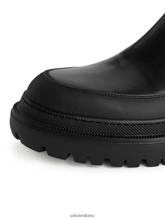 calzature esso ARKET donne stivali di pelle con suola spessa nero 6F0F6L724