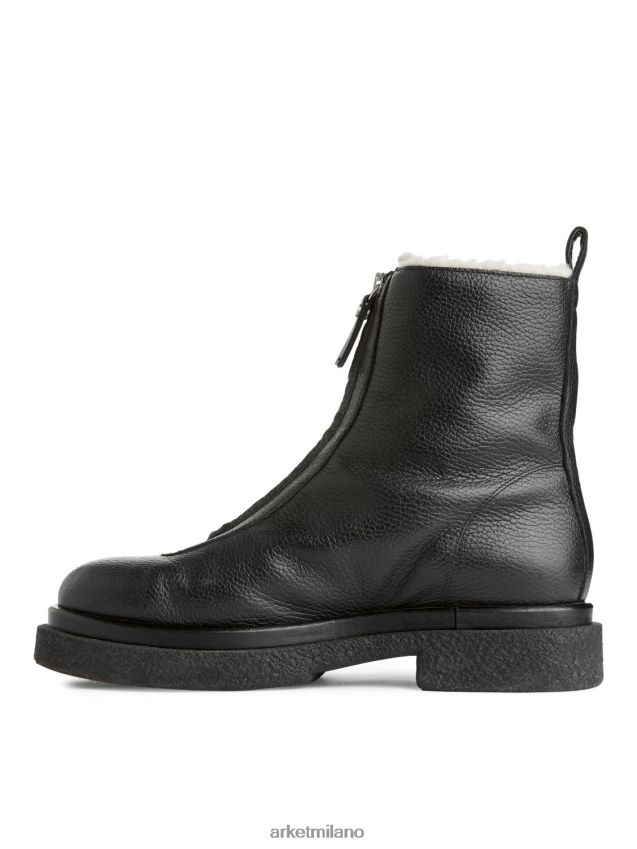 calzature esso ARKET donne stivali in pelle di pelliccia sintetica nero 6F0F6L732