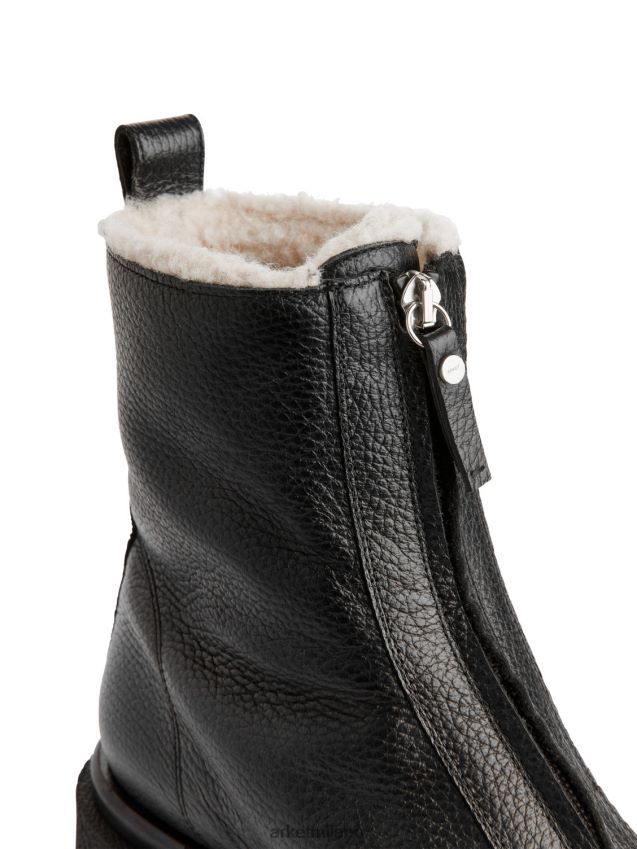 calzature esso ARKET donne stivali in pelle di pelliccia sintetica nero 6F0F6L732