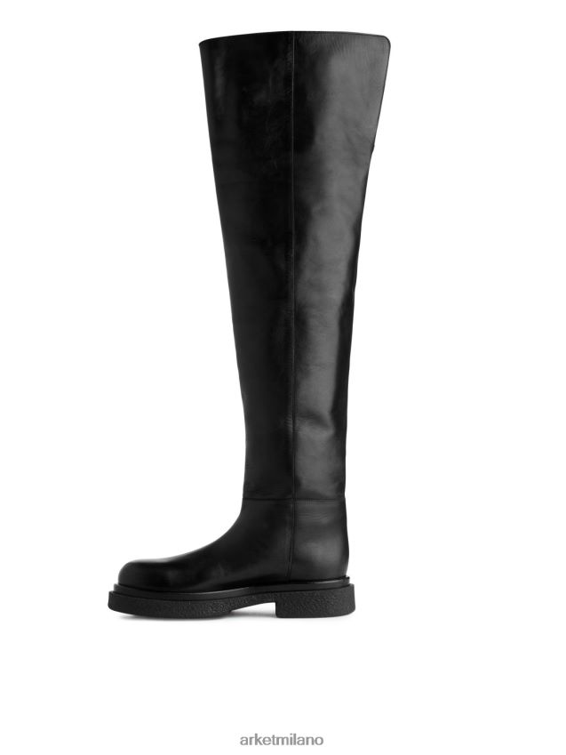 calzature esso ARKET donne stivali sopra il ginocchio in pelle nero 6F0F6L735
