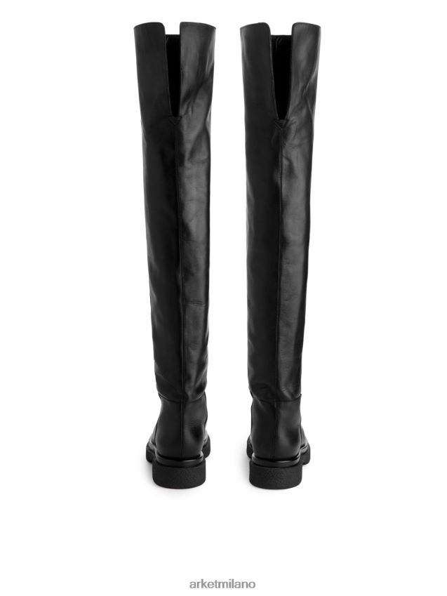 calzature esso ARKET donne stivali sopra il ginocchio in pelle nero 6F0F6L735
