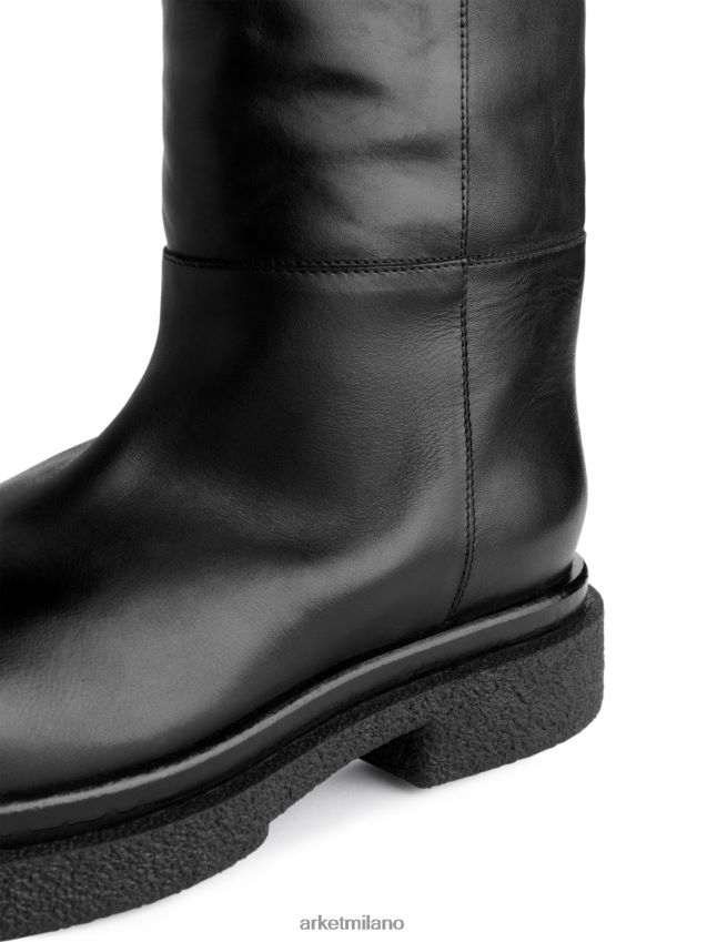 calzature esso ARKET donne stivali sopra il ginocchio in pelle nero 6F0F6L735