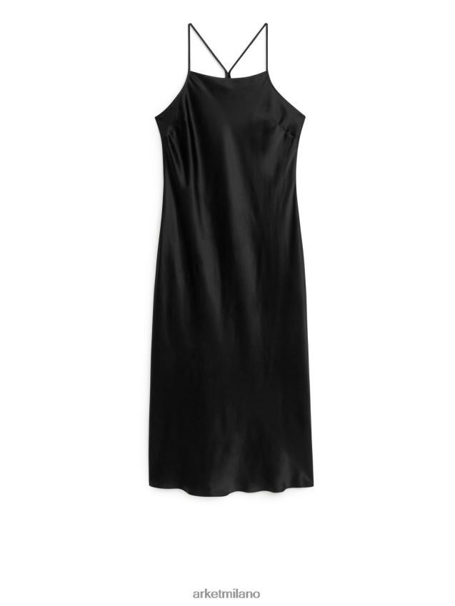 vestiario esso ARKET donne abito sottoveste in seta nero 6F0F6L134