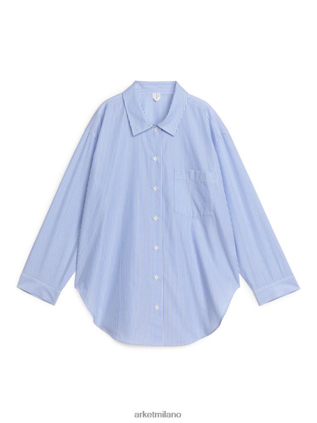 vestiario esso ARKET donne camicia del pigiama in popeline blu bianco 6F0F6L526