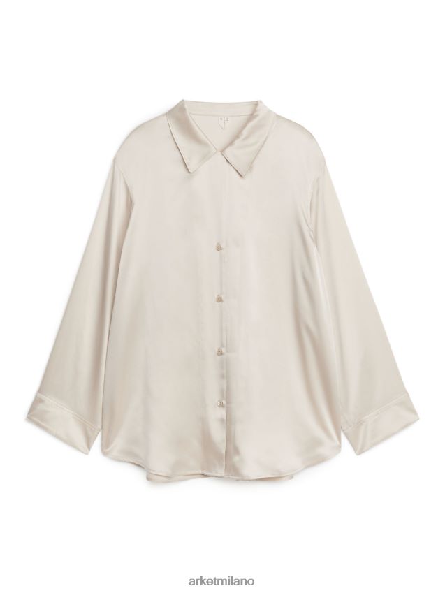 vestiario esso ARKET donne maglia di seta beige 6F0F6L517
