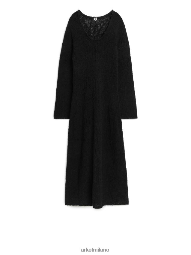 vestiario esso ARKET donne maxi abito bouclé nero 6F0F6L80
