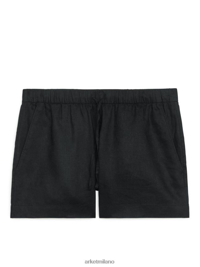 vestiario esso ARKET donne pantaloncini di lino nero 6F0F6L274