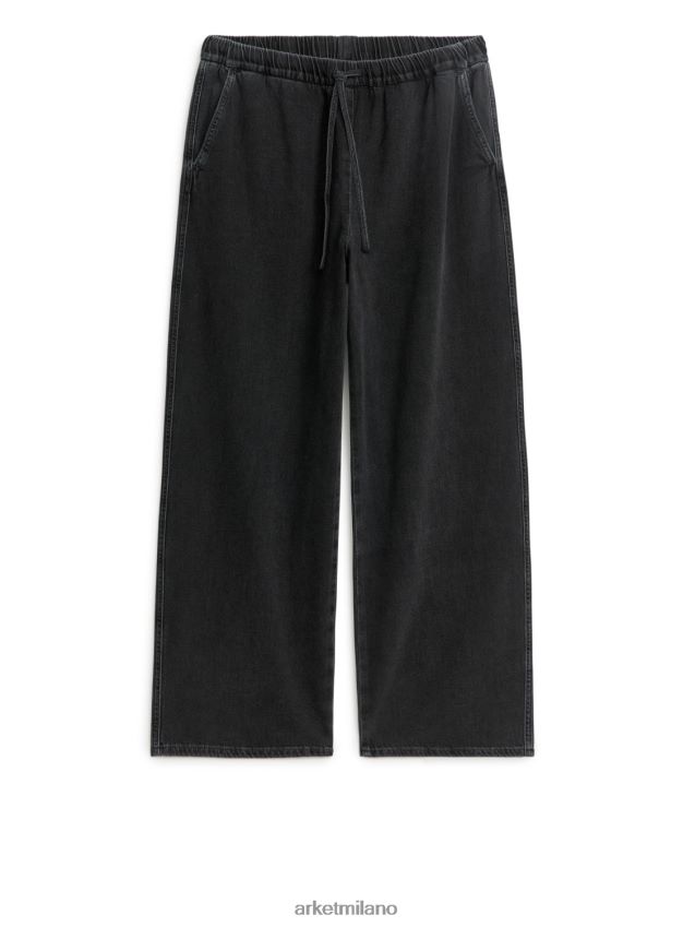 vestiario esso ARKET donne pantaloni in denim rilassati nero lavato 6F0F6L183