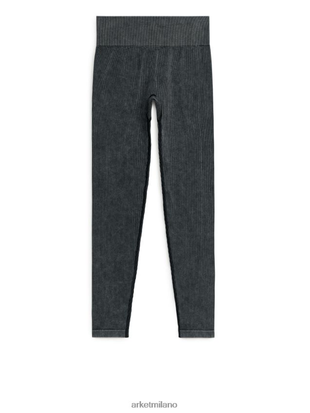 vestiario esso ARKET donne collant senza cuciture a coste nero lavato 6F0F6L508