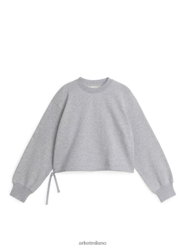 vestiario esso ARKET donne felpa corta con coulisse grigio melange 6F0F6L505