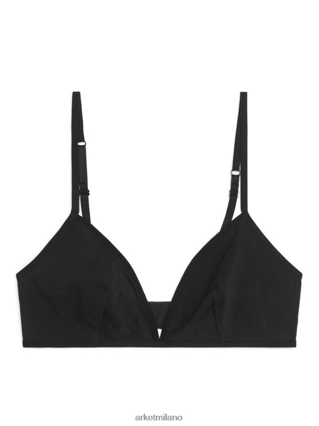 vestiario esso ARKET donne reggiseno in morbido cotone nero 6F0F6L553