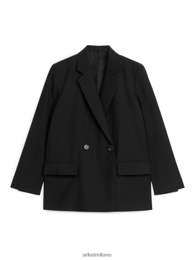 vestiario esso ARKET donne blazer doppiopetto in lana nero 6F0F6L492