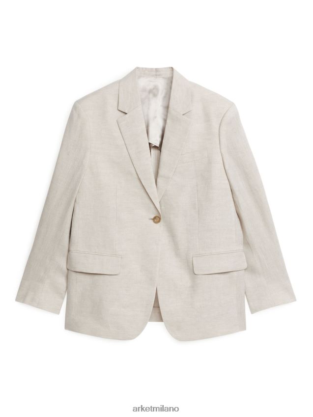 vestiario esso ARKET donne blazer oversize in lino beige chiaro 6F0F6L486