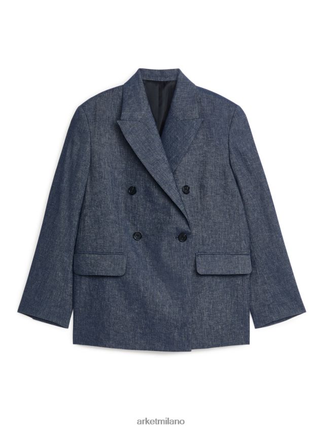 vestiario esso ARKET donne blazer oversize in lino e cotone blu melange 6F0F6L493