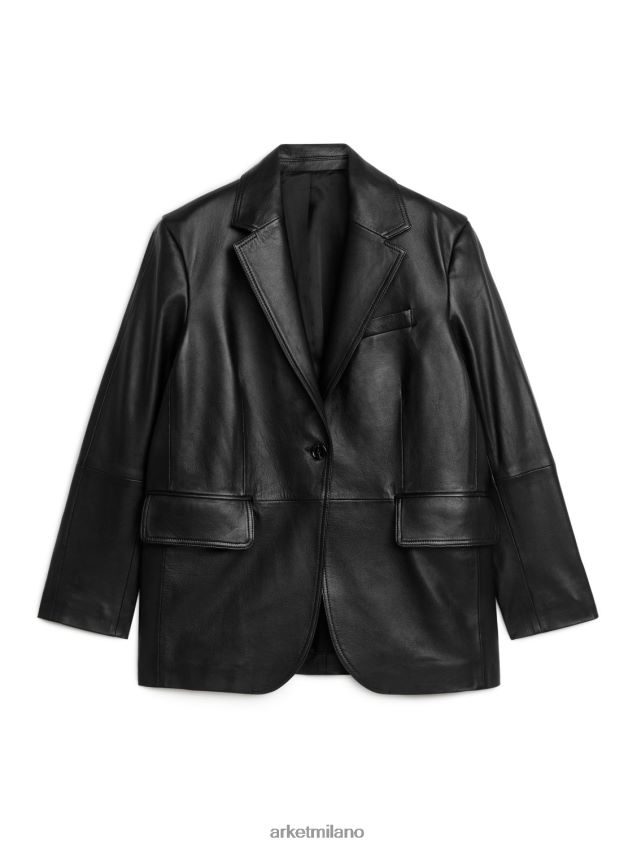 vestiario esso ARKET donne blazer oversize in pelle nero 6F0F6L497
