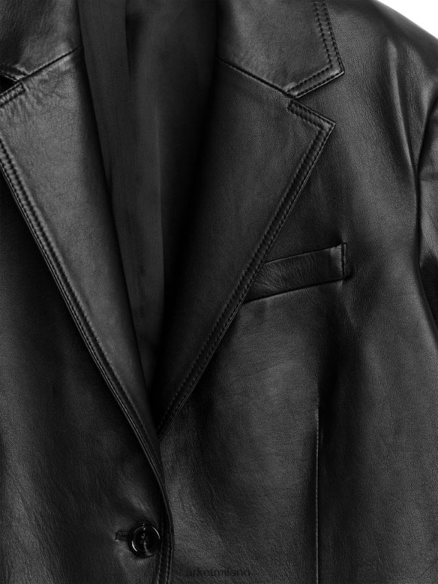 vestiario esso ARKET donne blazer oversize in pelle nero 6F0F6L497