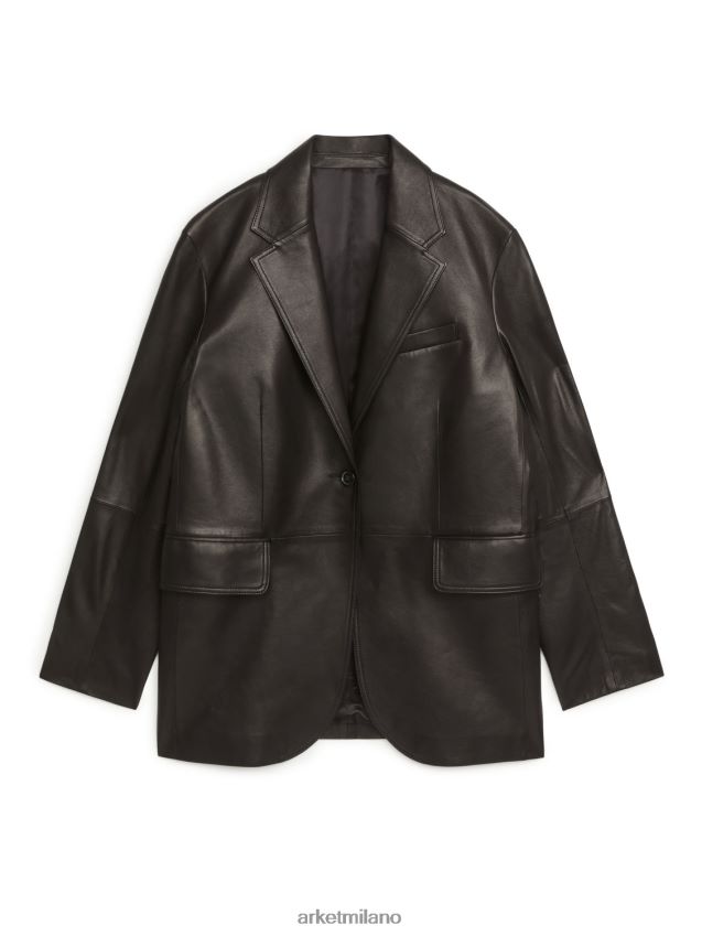 vestiario esso ARKET donne blazer oversize in pelle nero 6F0F6L499