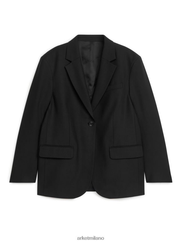 vestiario esso ARKET donne blazer oversize in twill di misto lana nero 6F0F6L485